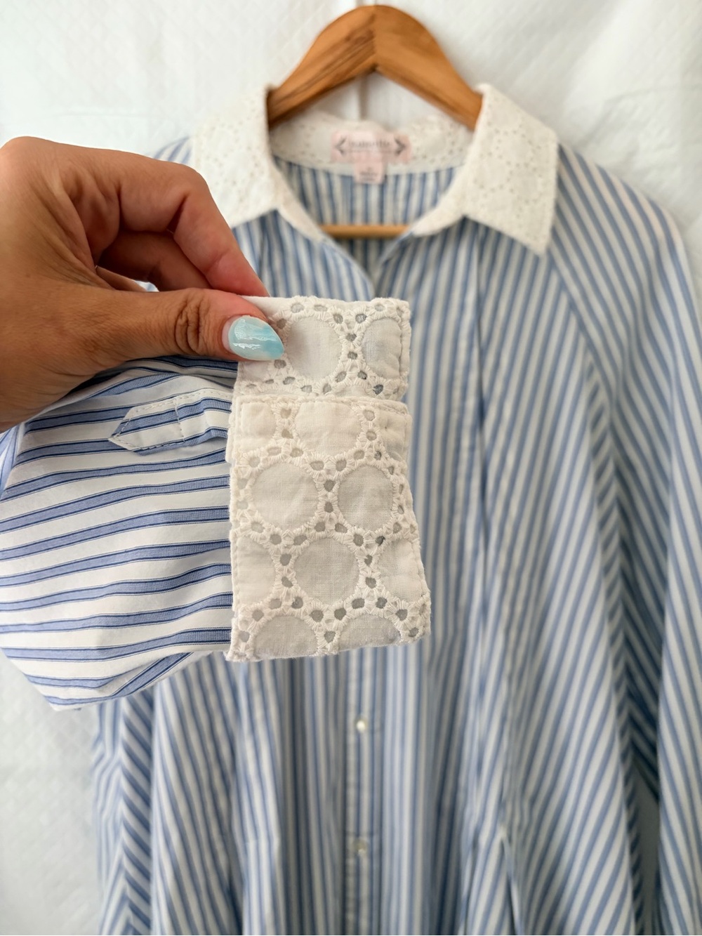 Nanette Lepore Blue and White Striped Long Sleeve Dress - Picture 6 of 7